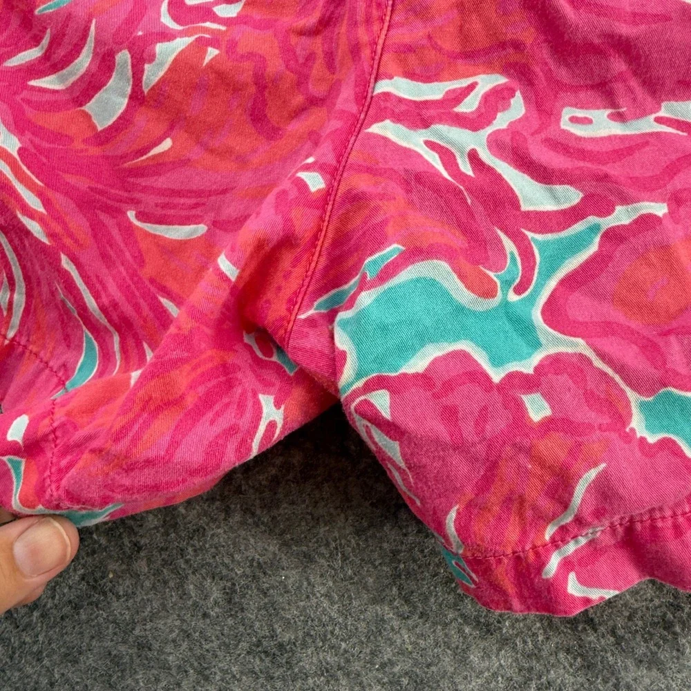 Lilly Pulitzer Callahan Short Womens 6 Pink Turquoise Floral Chino Summer Cotton